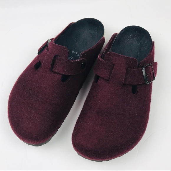 birkenstock boston shearling burgundy